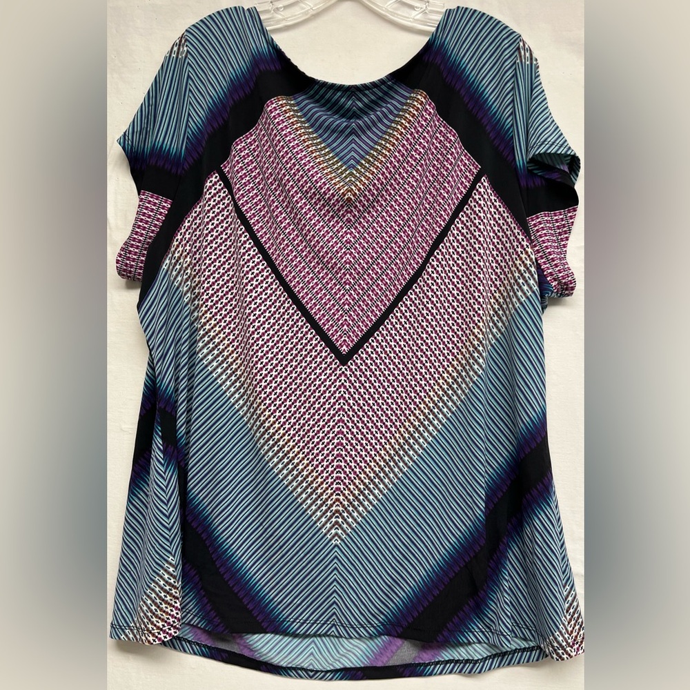 Worthington Woman 3X Geometric Chevron Print Blouse Modern Vintage, Business